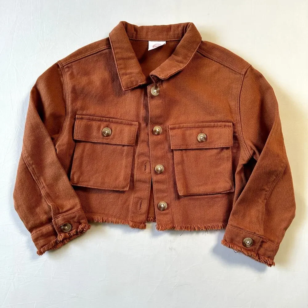 Wonder Nation Burnt Orange Cropped Light Weight Jean Jacket Sz 4T